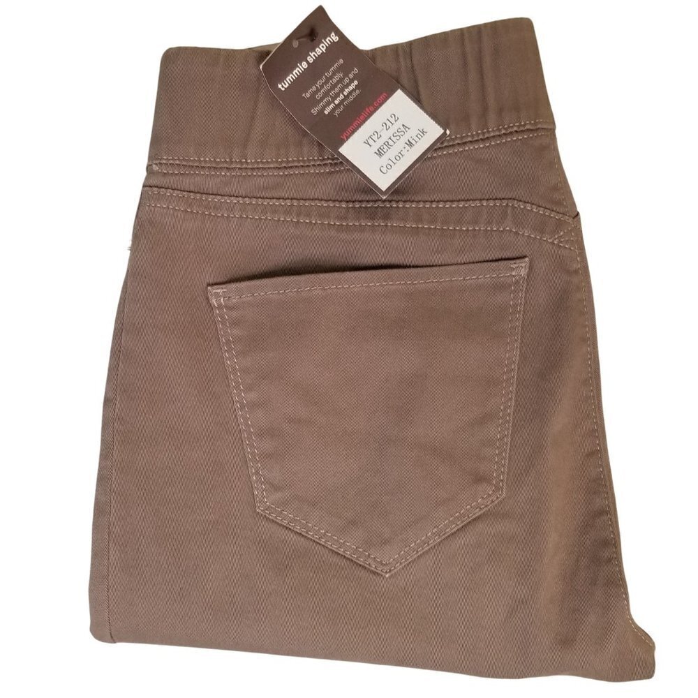 Yummie Tummie Shaper Leggings Jeans Beige Mink Brown Size Small NWT